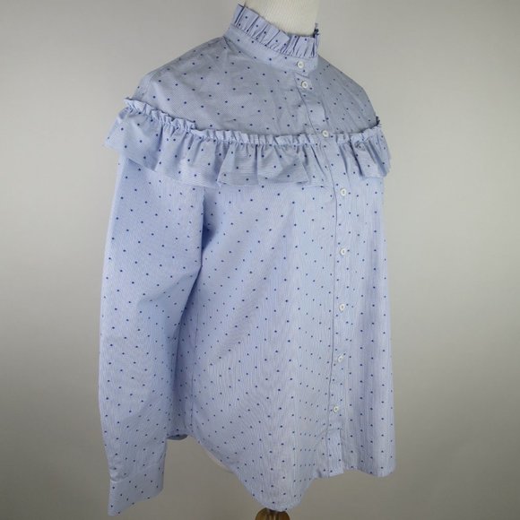 H&M Ruffled Prairie Swiss Dot Blouse Size 6 - Picture 3 of 10